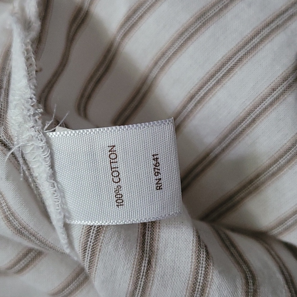 J.Jill XL White & Tan Stripe Casual Button Down Tunic - Picture 7 of 9